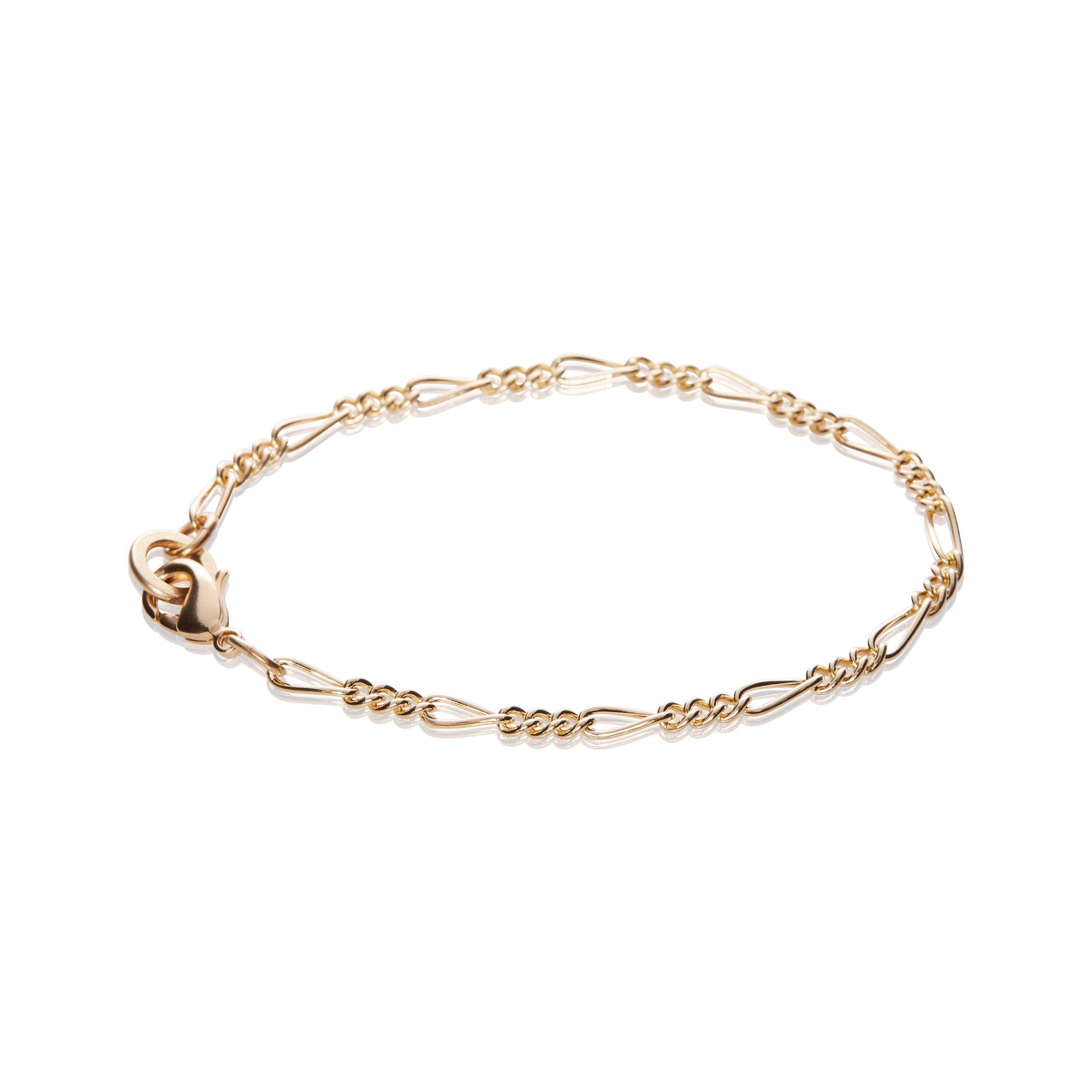 14k Gold Plated Fine Figaro Chain Bracelet