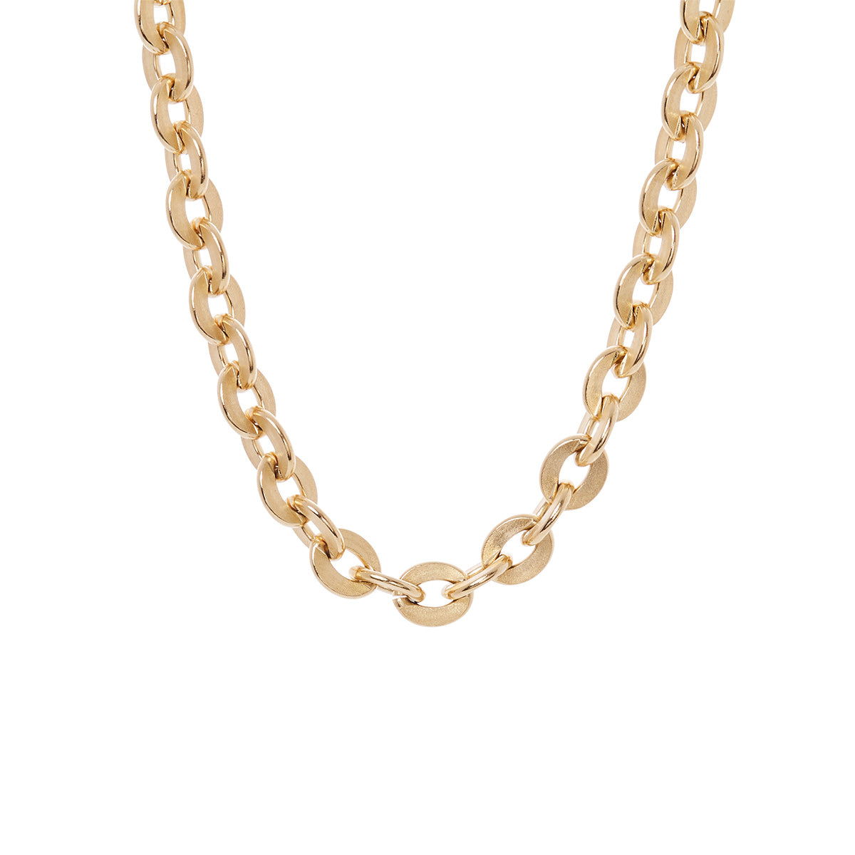 Gold Colored Thick Cable Chain Brass Choker Necklace