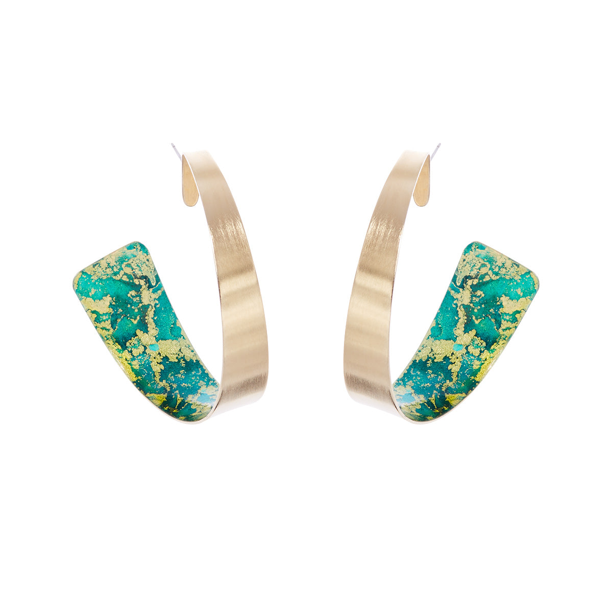 14K Gold Plated Twisty Hoop Earrings - Available in more colors