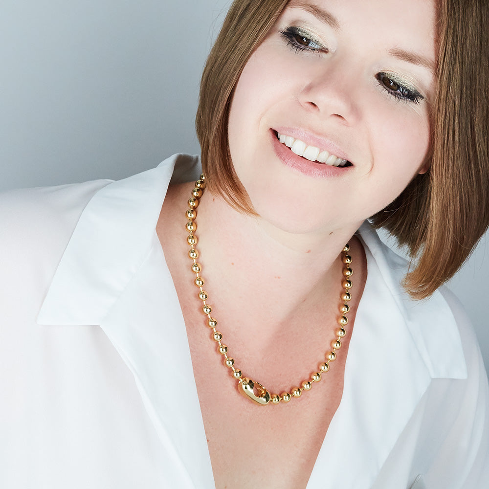 14K Gold Plated Fancy Bead Chain Choker