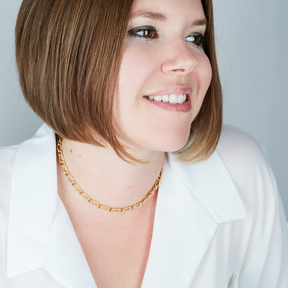 14K Gold Plated Fancy Figaro Chain Choker