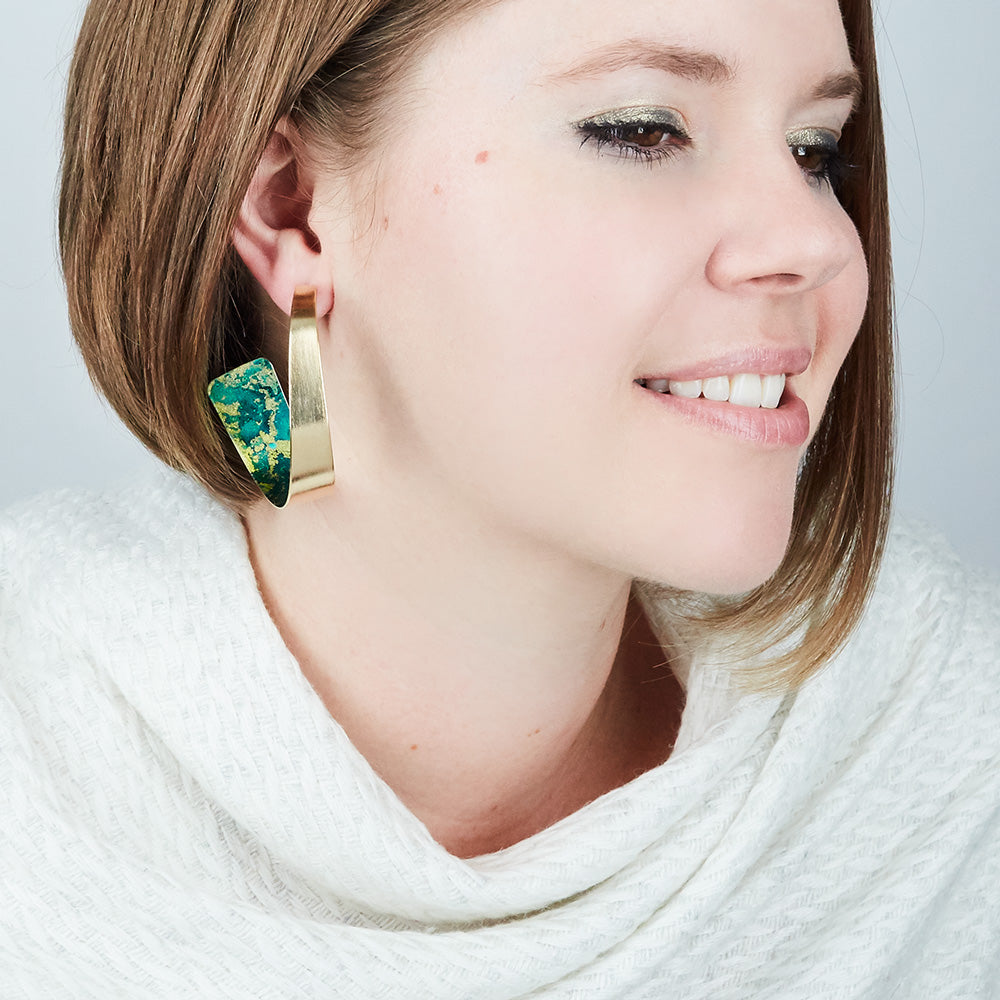 14K Gold Plated Twisty Hoop Earrings - Available in more colors