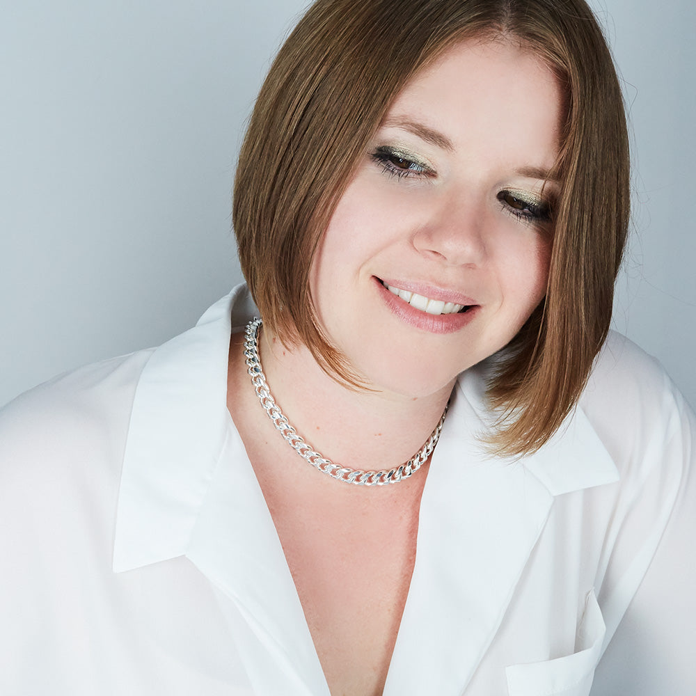 Sterling Silver Plated Medium Curb Chain Choker