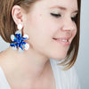 Sterling Silver Plated Large Flower Earrings - Available in More Colors