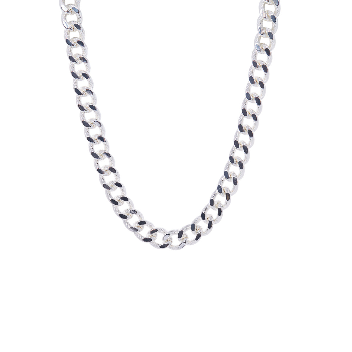 Sterling Silver Plated Striped Curb Chain Choker