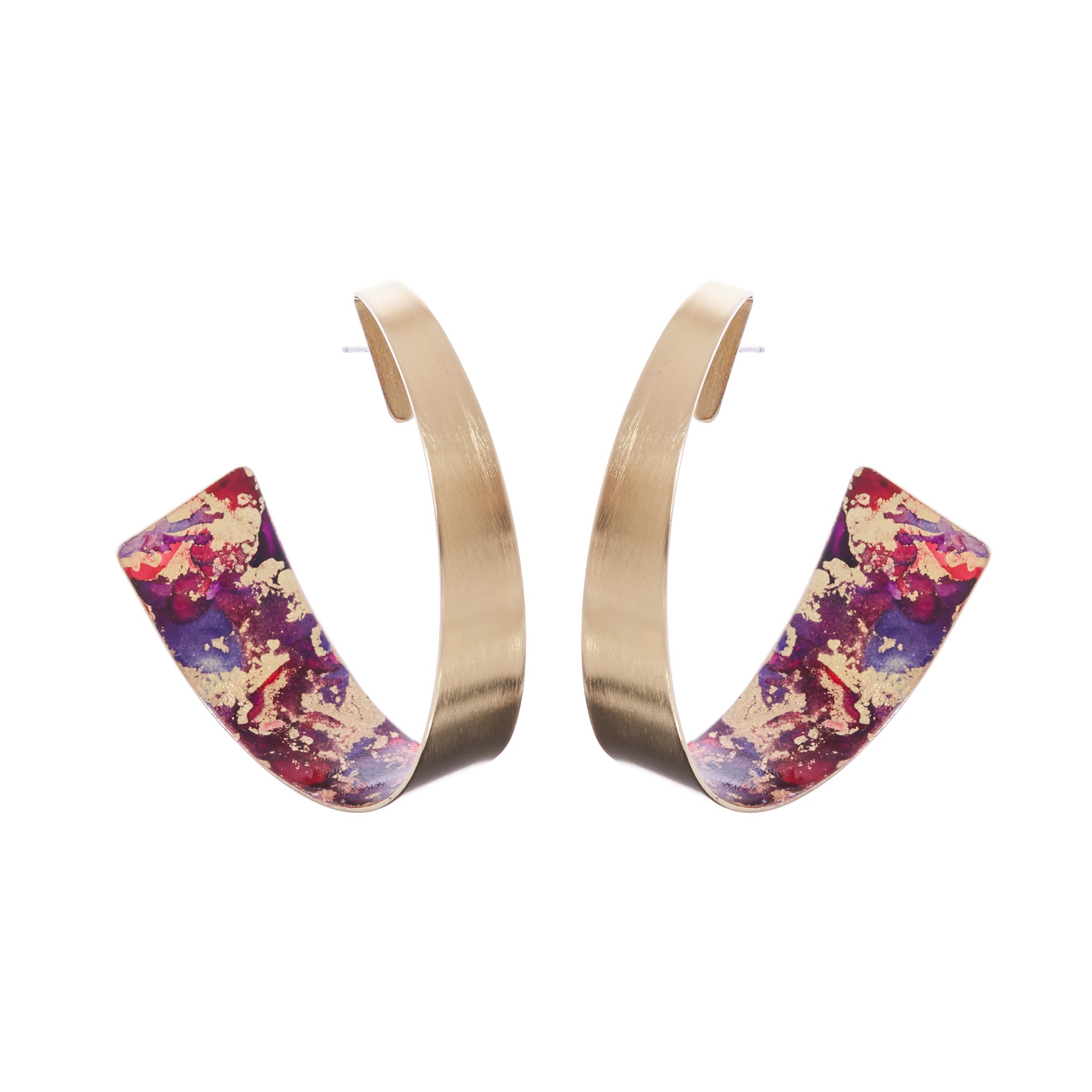 14K Gold Plated Twisty Hoop Earrings - Available in more colors