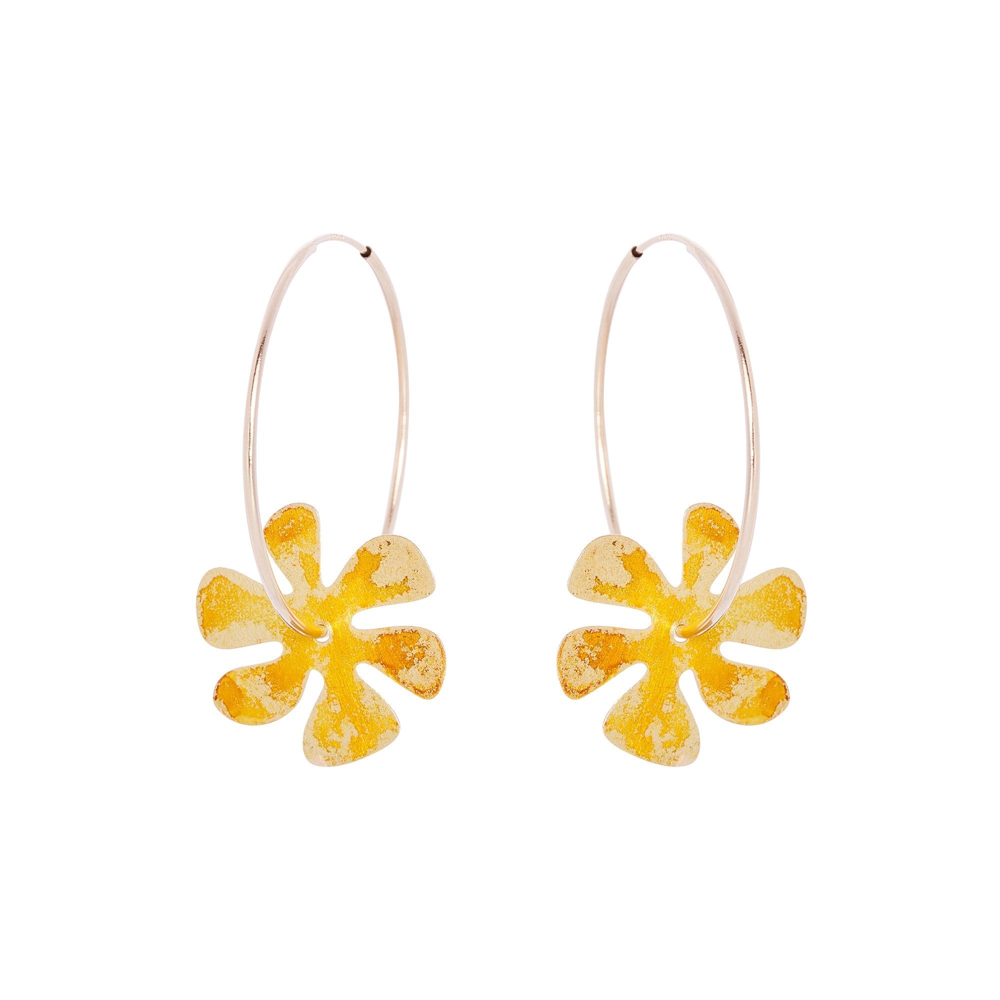 14K Gold Filled Flower Power Hoop Earrings - Available in More Colors