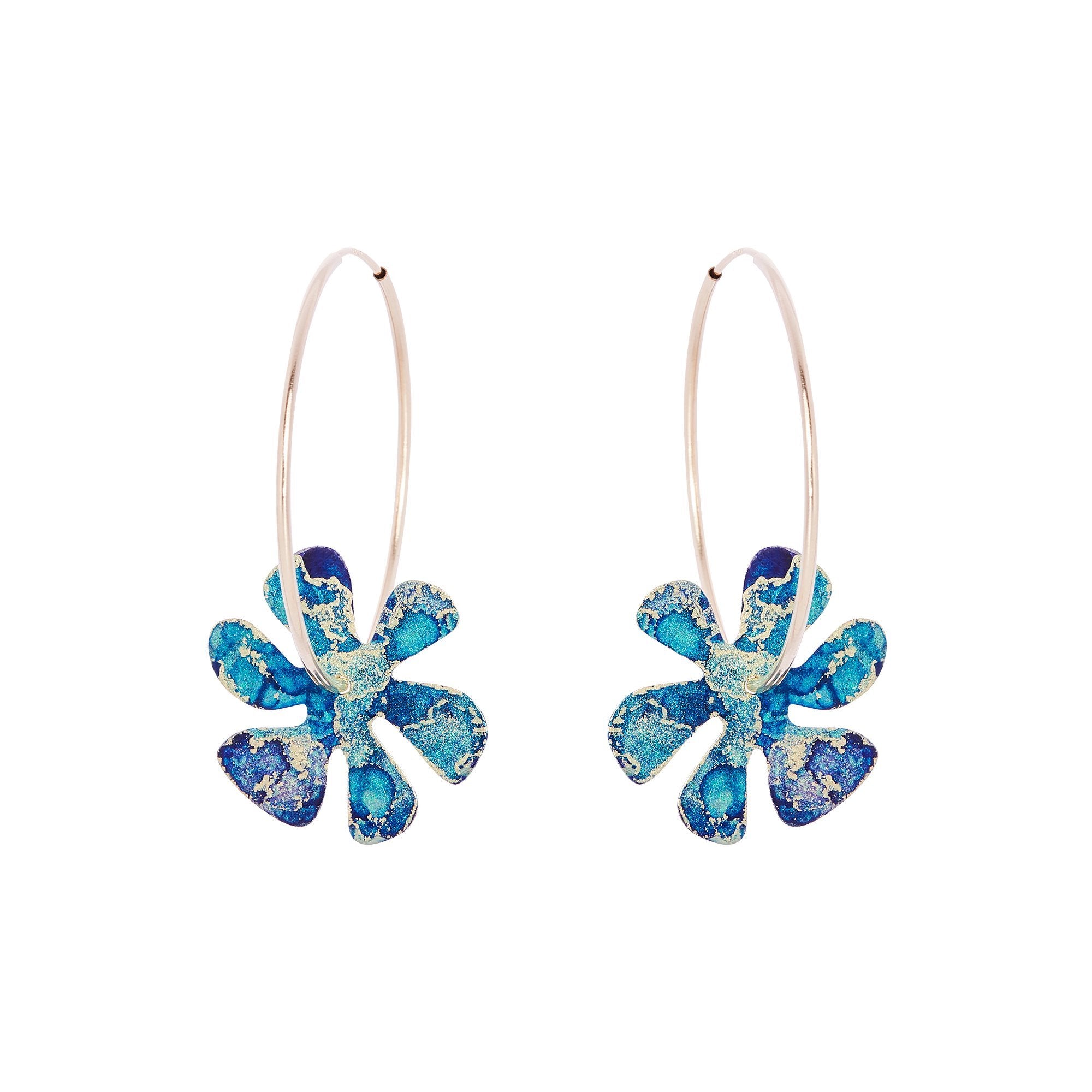 14K Gold Filled Flower Power Hoop Earrings - Available in More Colors