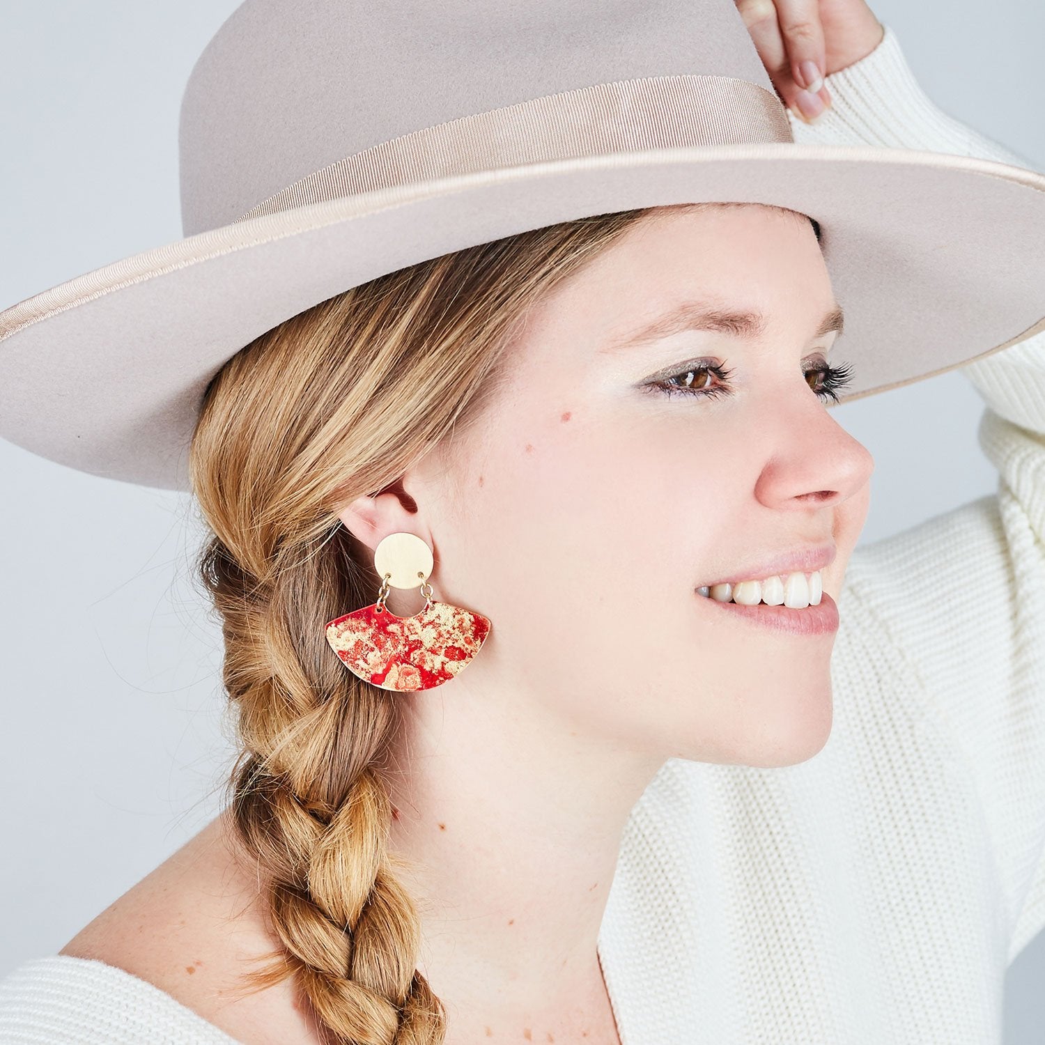 14K Gold Plated Fan Earrings - Available in More Colors