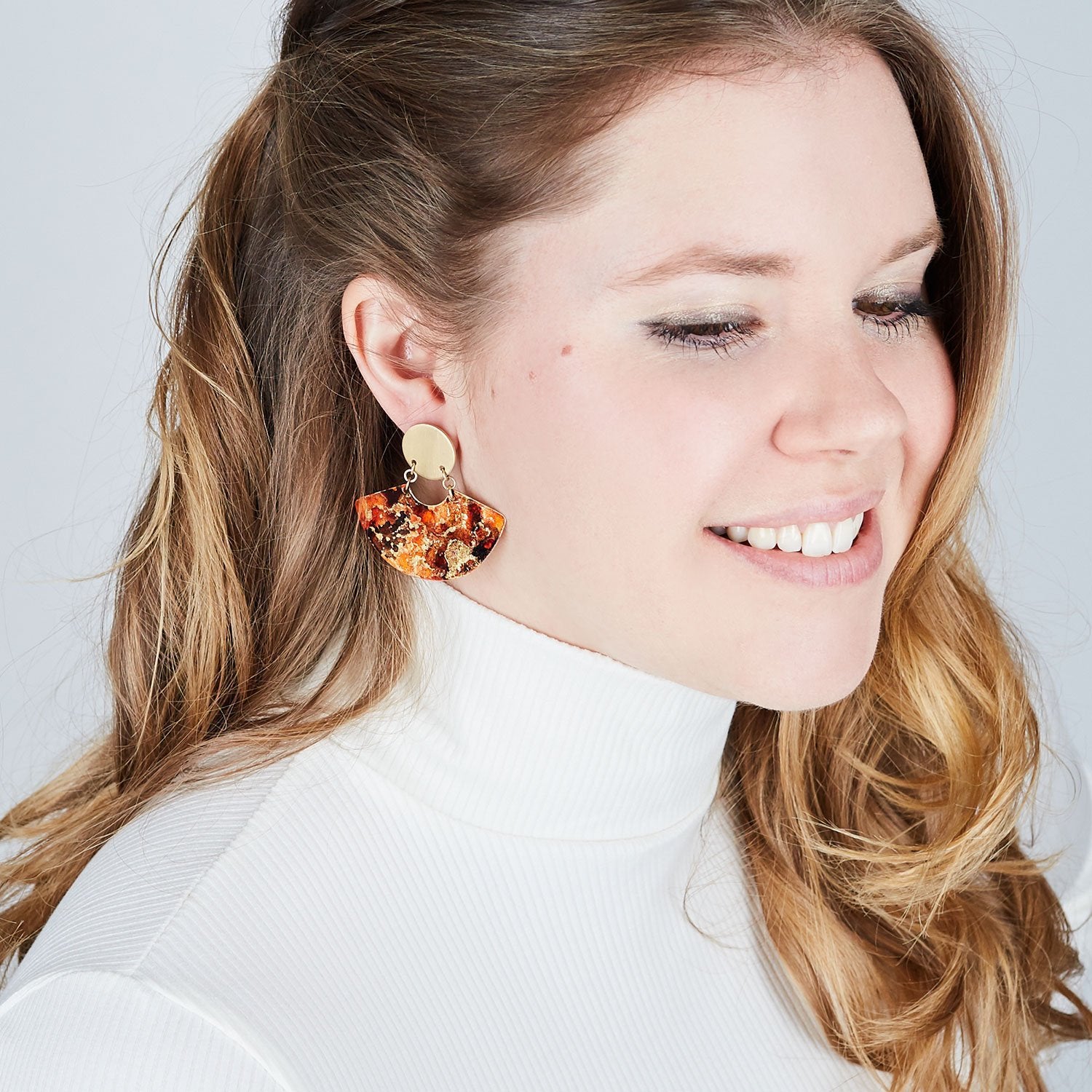 14K Gold Plated Fan Earrings - Available in More Colors