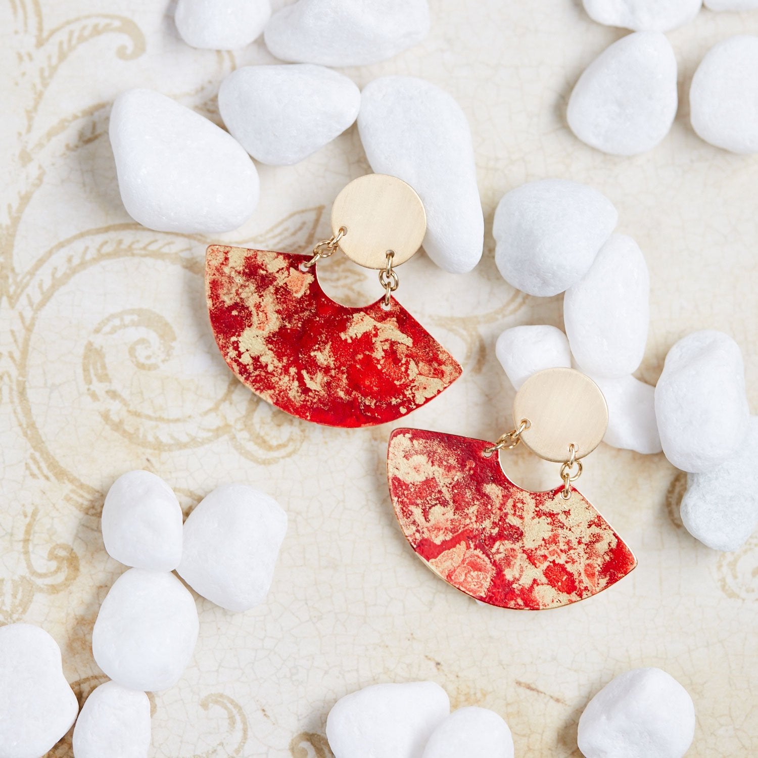 14K Gold Plated Fan Earrings - Available in More Colors