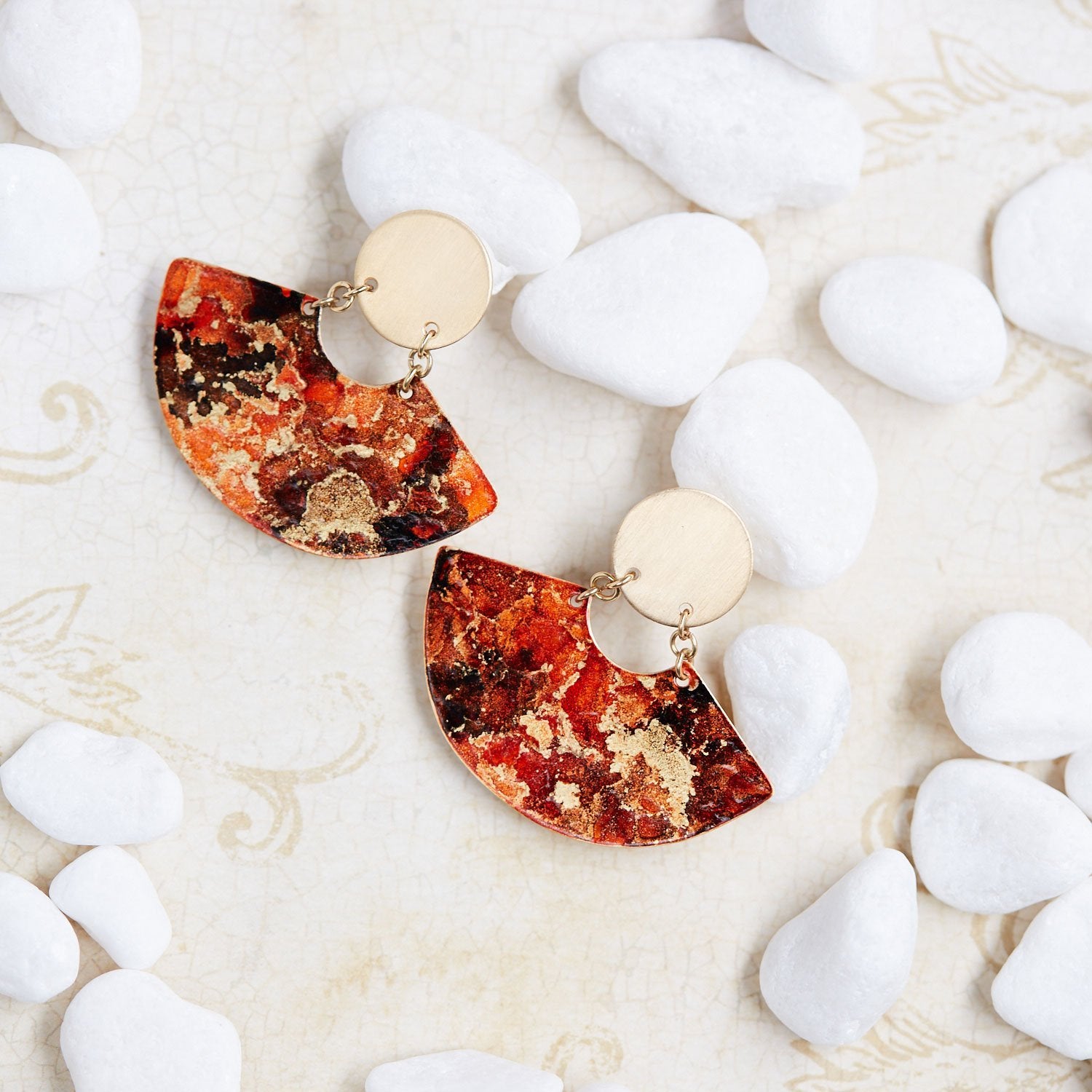 14K Gold Plated Fan Earrings - Available in More Colors