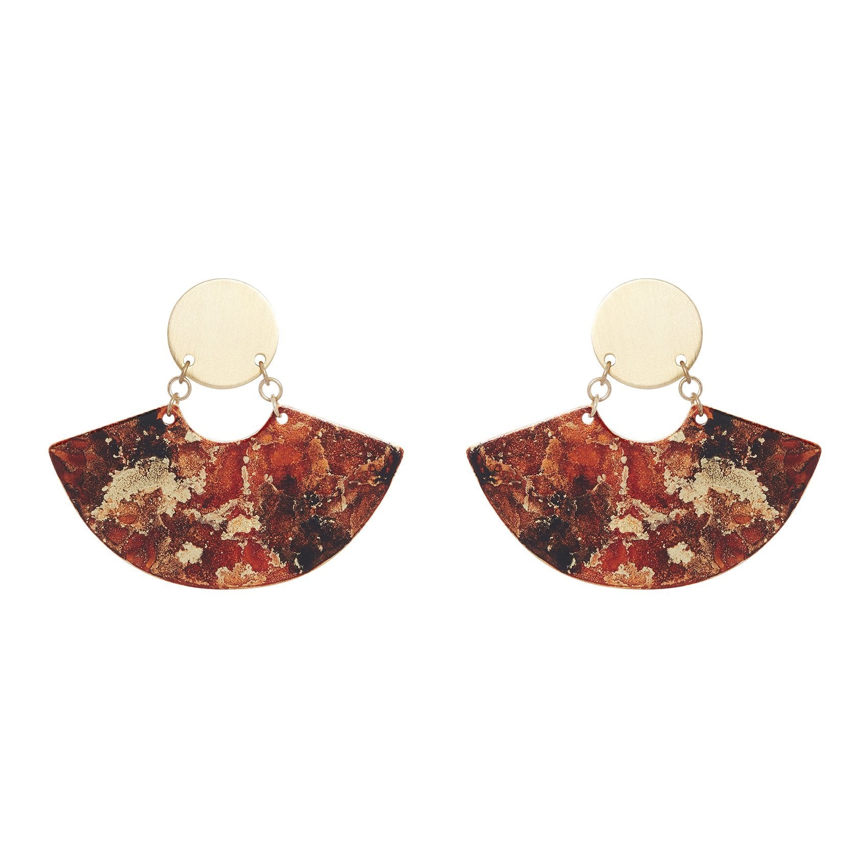 14K Gold Plated Fan Earrings - Available in More Colors