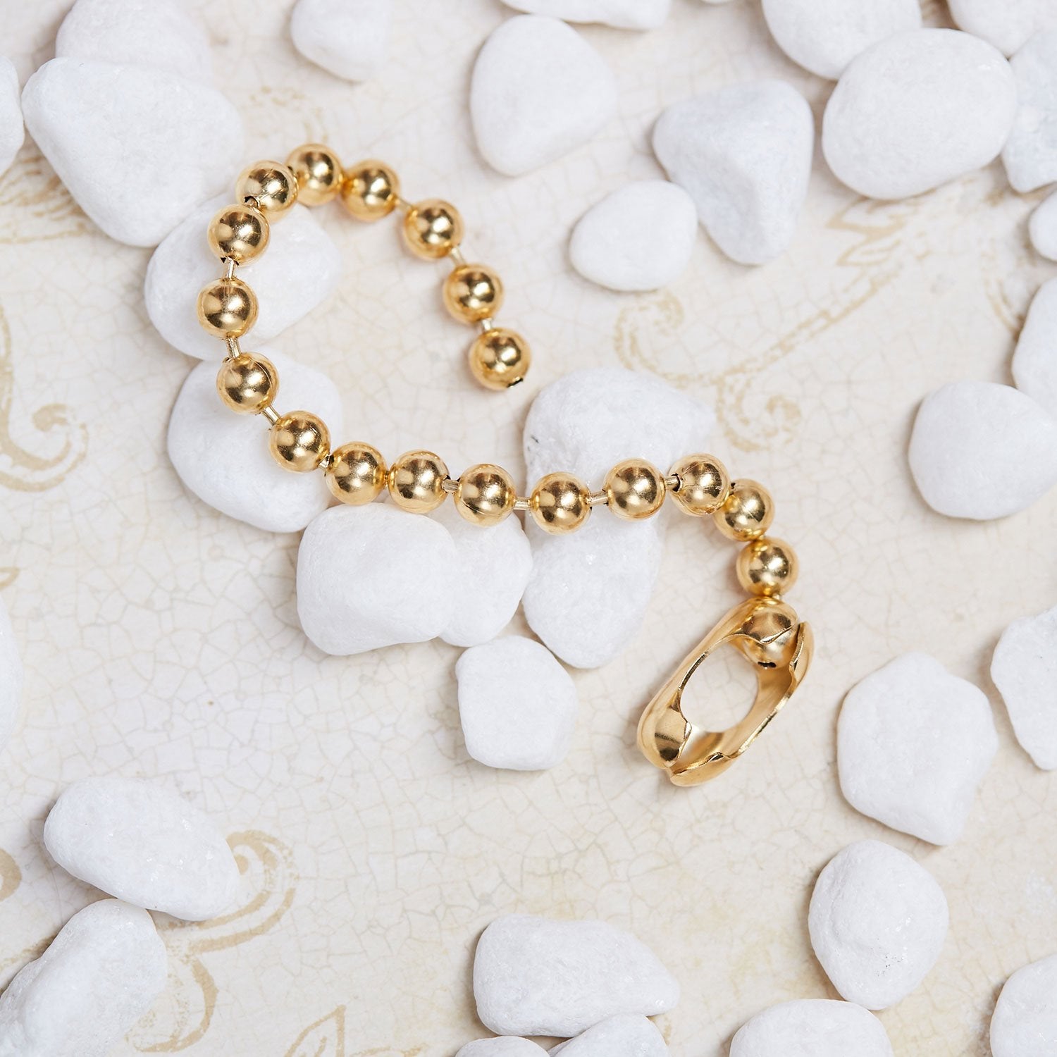 14k Gold Plated Fancy Bead Chain Bracelet