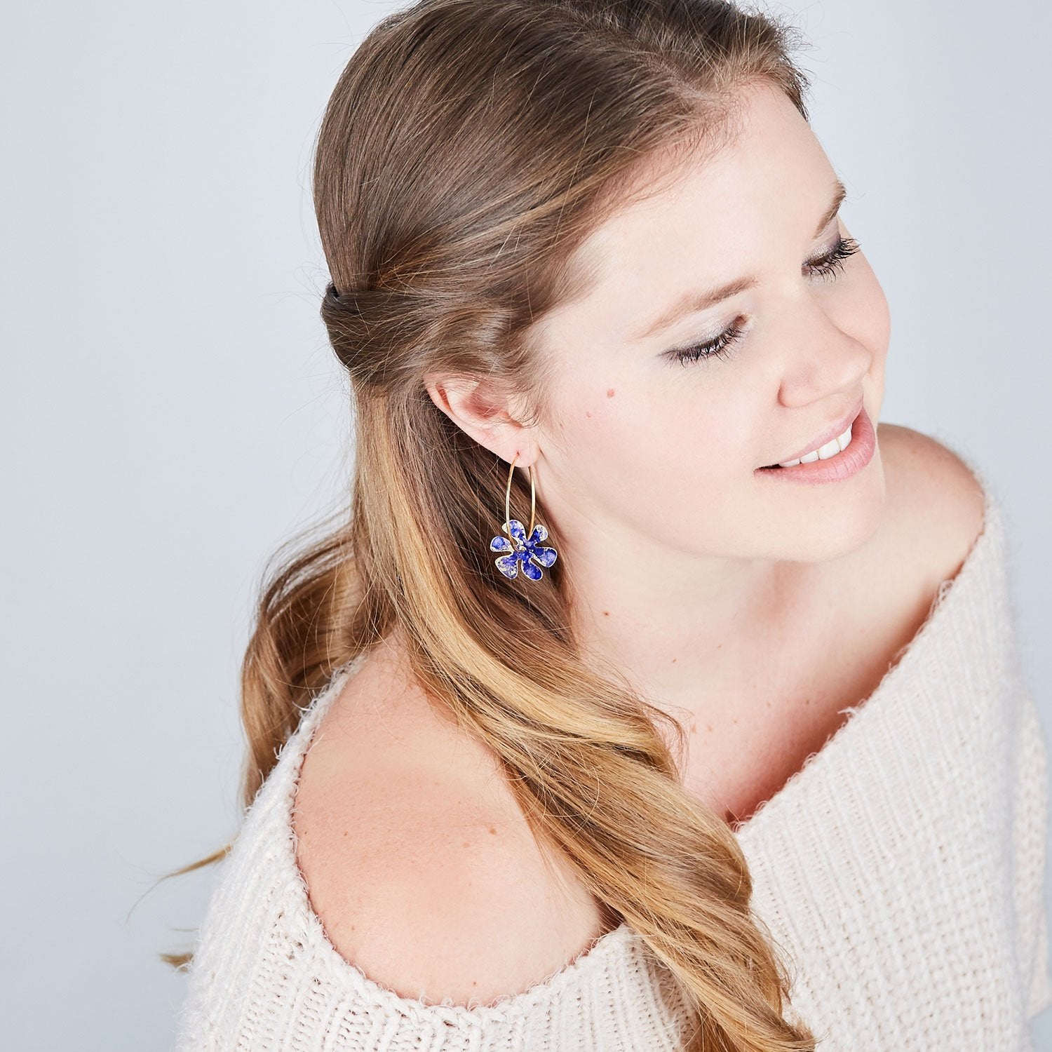 14K Gold Filled Flower Power Hoop Earrings - Available in More Colors