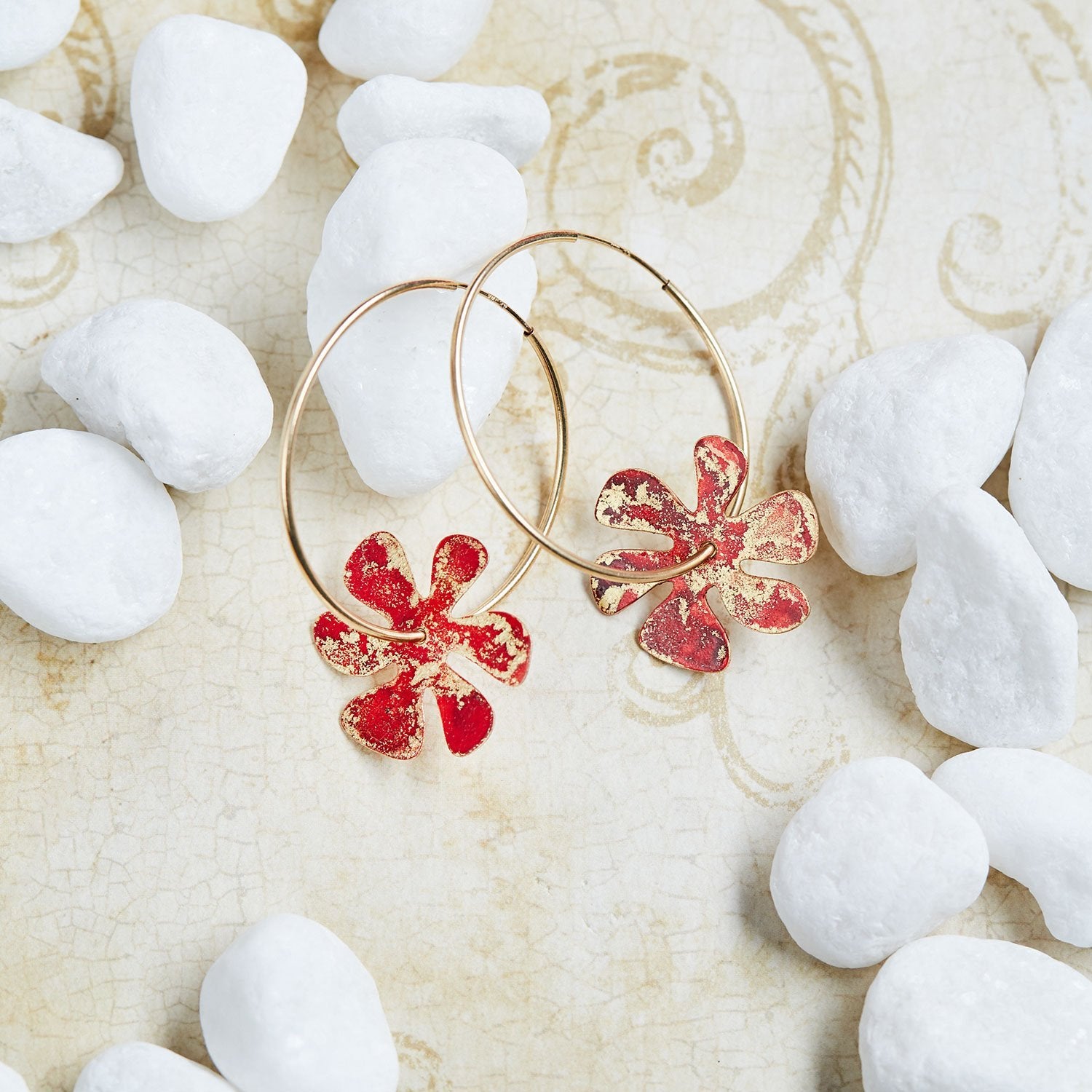 14K Gold Filled Flower Power Hoop Earrings - Available in More Colors
