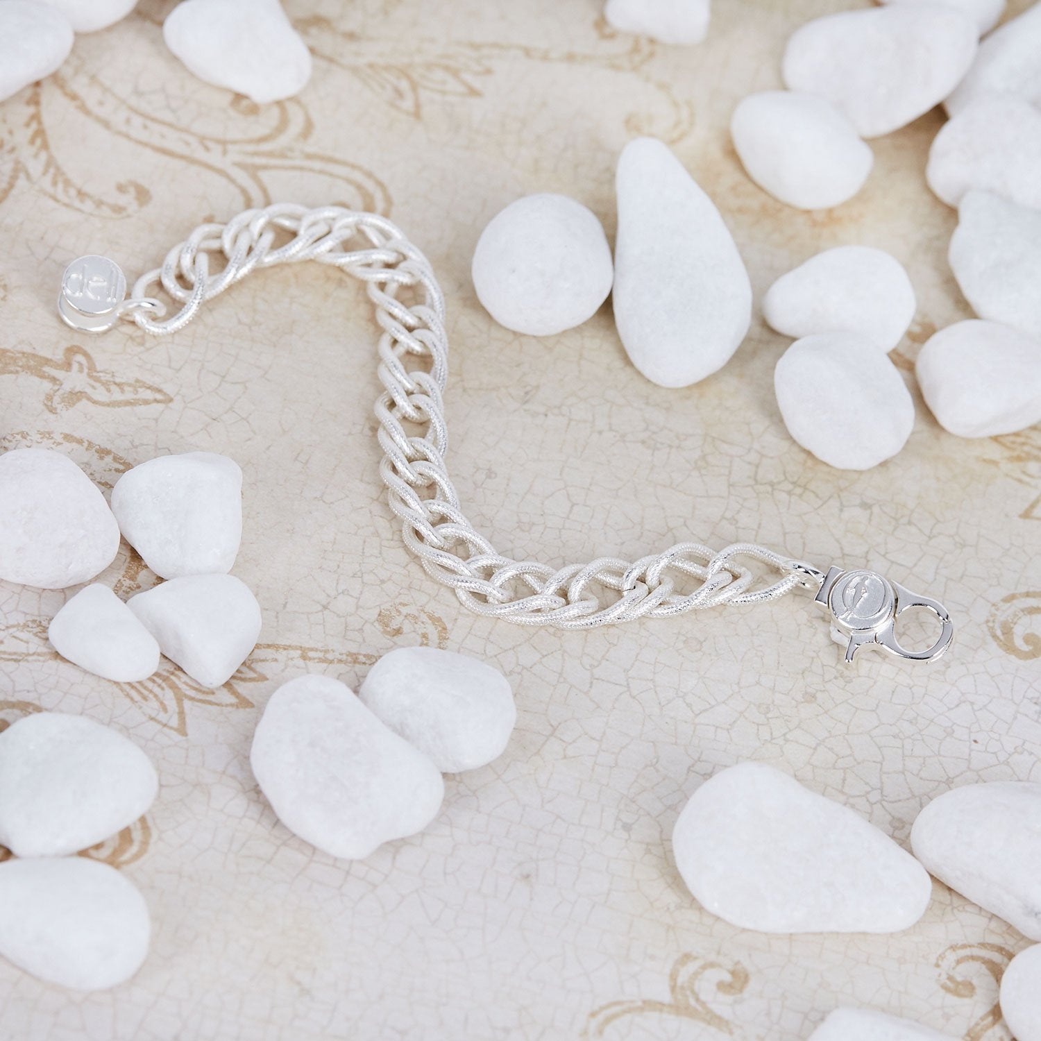 Signature Sterling Silver Plated Fancy Double Cable Chain Bracelet