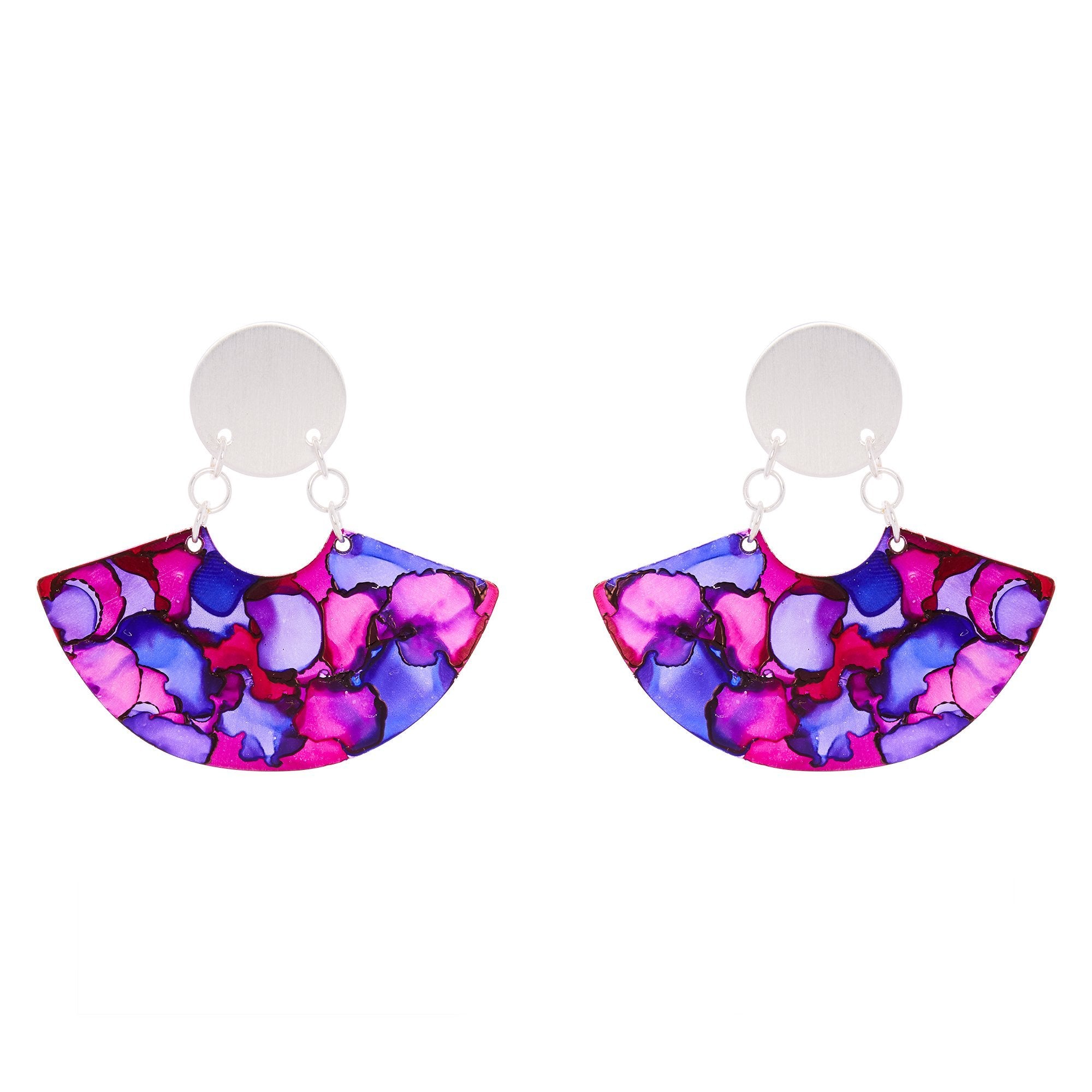 Sterling Silver Plated Fan Earrings - Available in More Colors