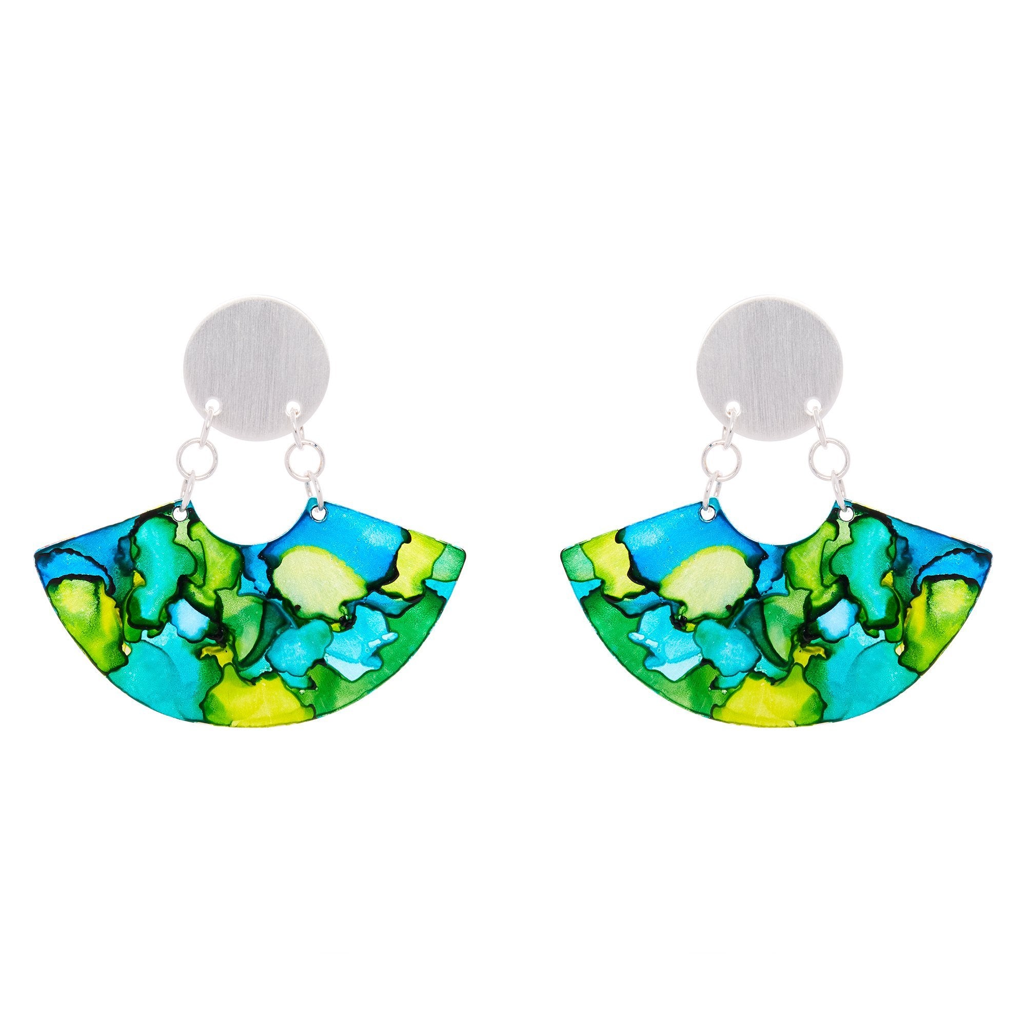 Sterling Silver Plated Fan Earrings - Available in More Colors