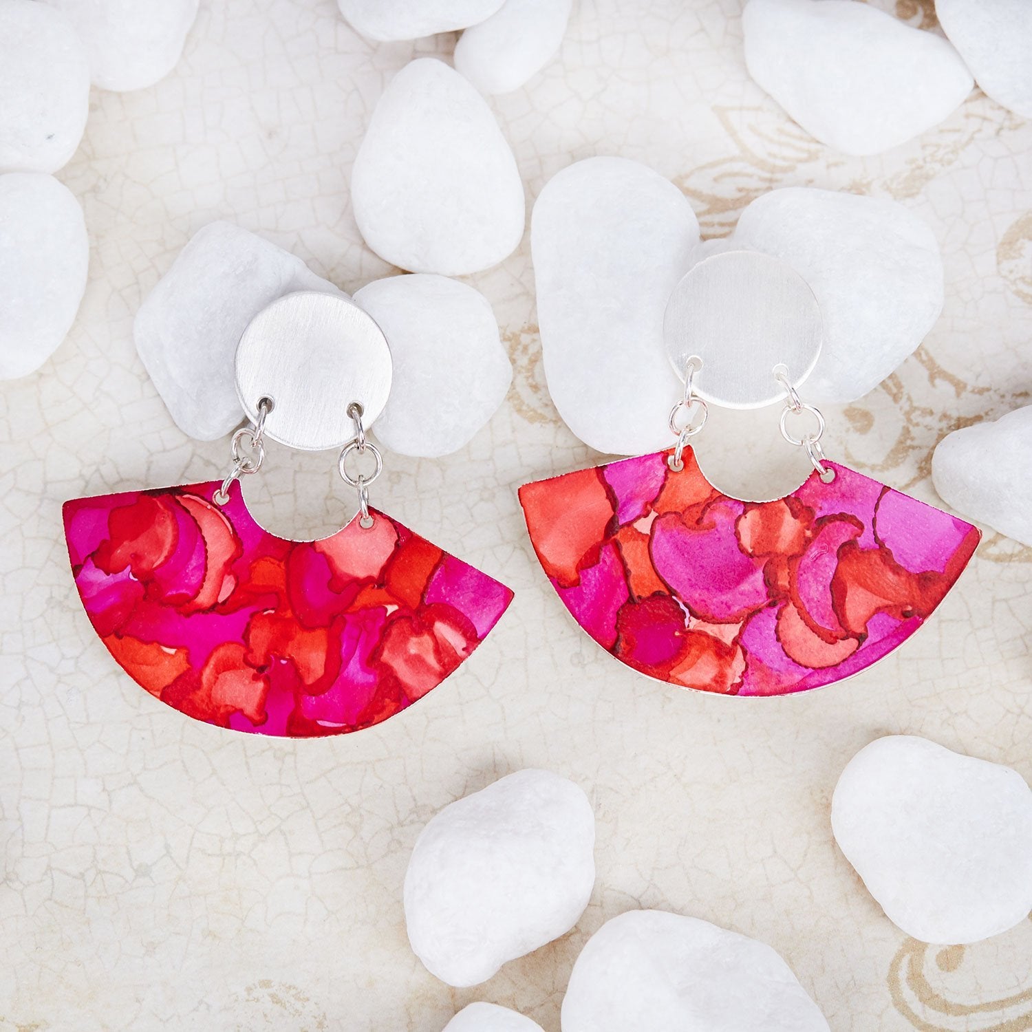 Sterling Silver Plated Fan Earrings - Available in More Colors