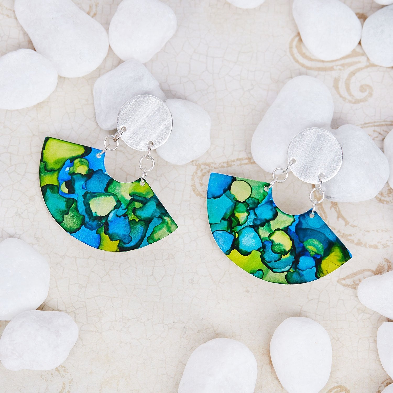 Sterling Silver Plated Fan Earrings - Available in More Colors