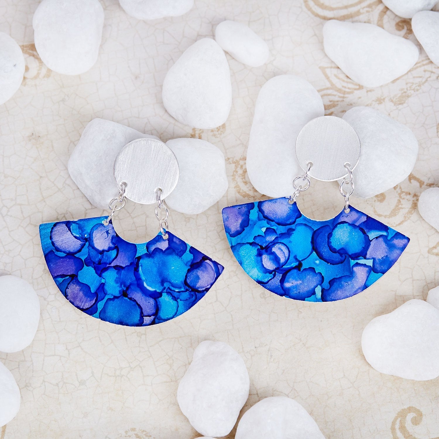 Sterling Silver Plated Fan Earrings - Available in More Colors