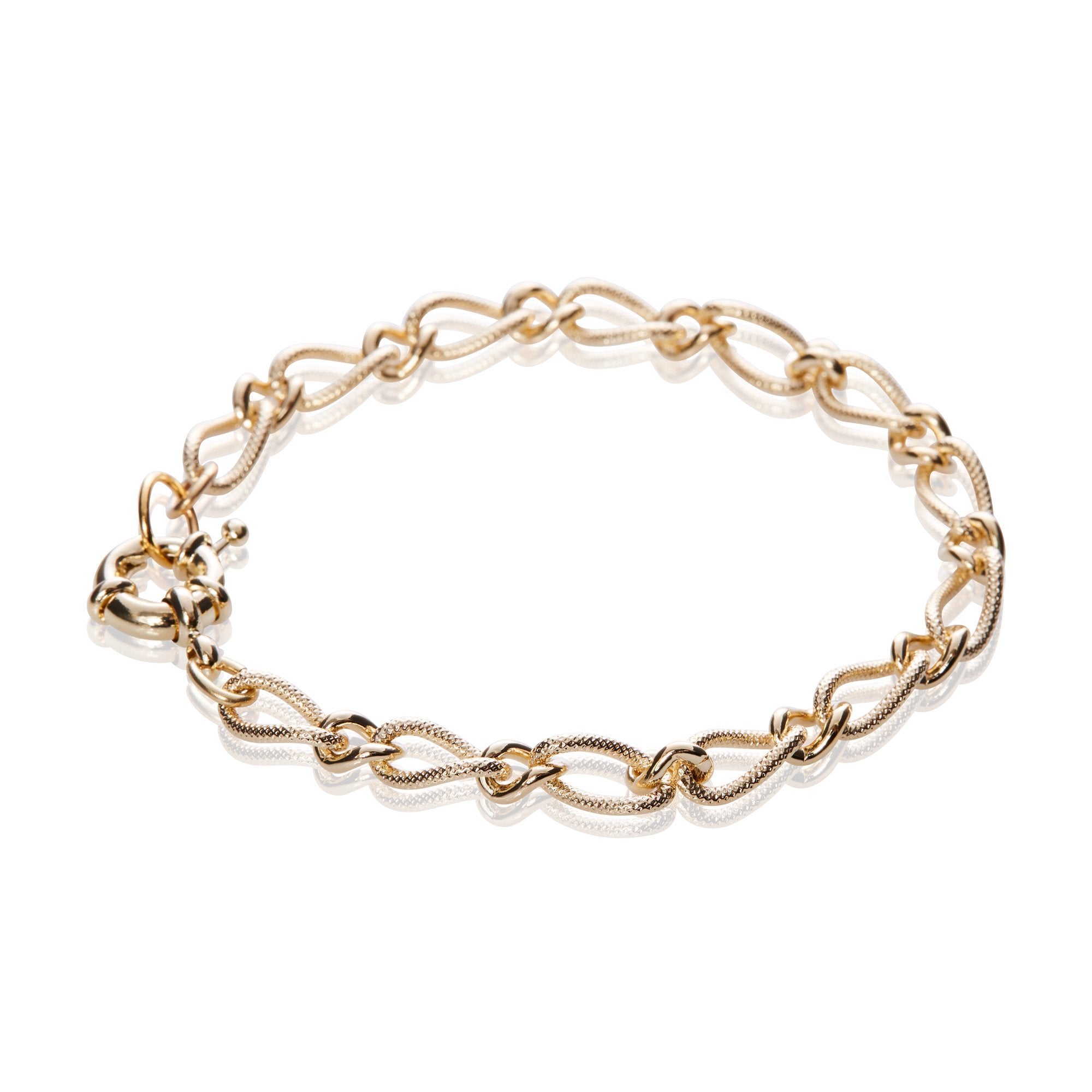 14k Gold Plated Fancy Figaro Chain Bracelet