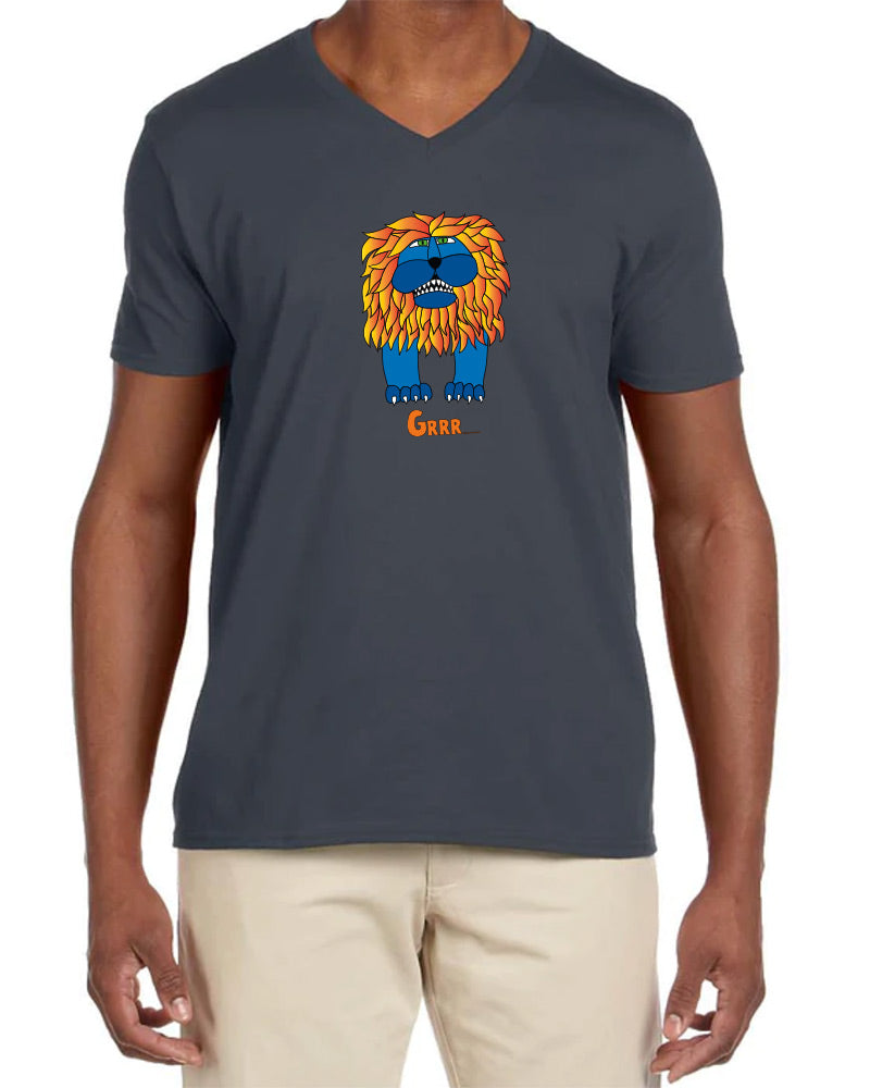 Lion V Neck Men's T-Shirt - Available in More Colors