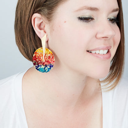 14K Gold Plated Electric Rainbow Earrings