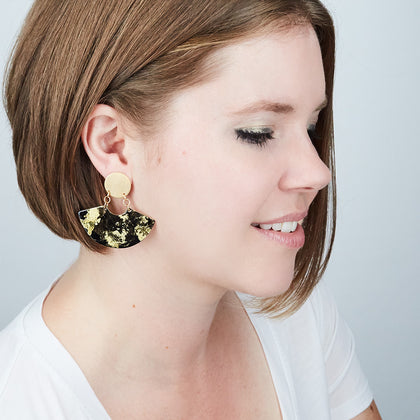 14K Gold Plated Fan Earrings - Available in More Colors
