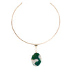14K Gold Plated Plated Collar with Green Oval Agate
