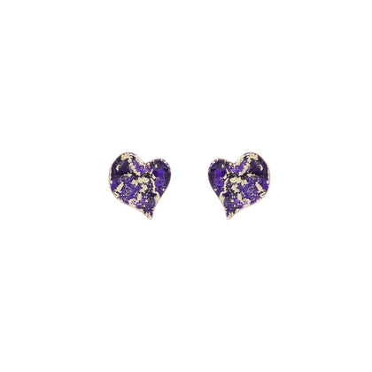 14k Gold Plated Micro Heart Stud Earrings - Available in more colors