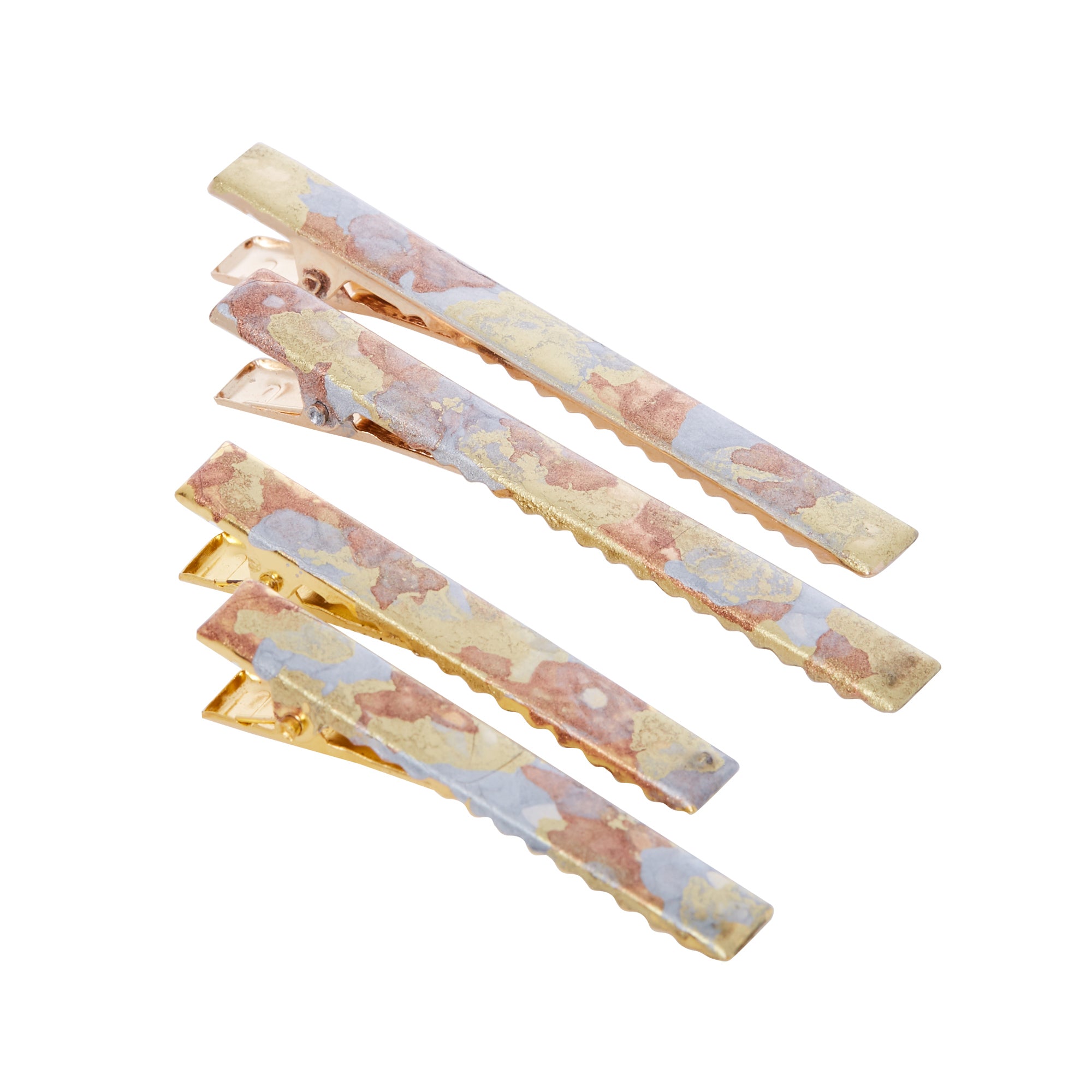 Mixed Metallica Gold Plated Hair Clips - 2 Sizes Available
