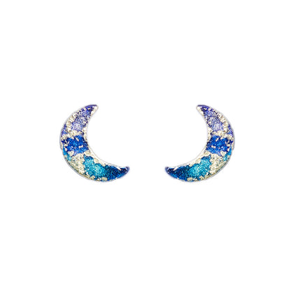 14k Gold Plated Crescent Stud Earrings - Available in more colors