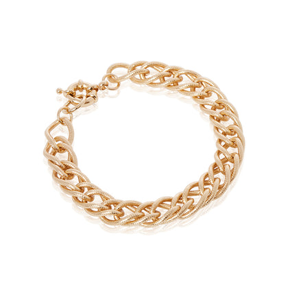 14K Gold Plated Fancy Double Chain Bracelet