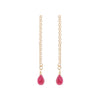 14K Gold Plated Sterling Silver Chain Threader Earrings - Ruby