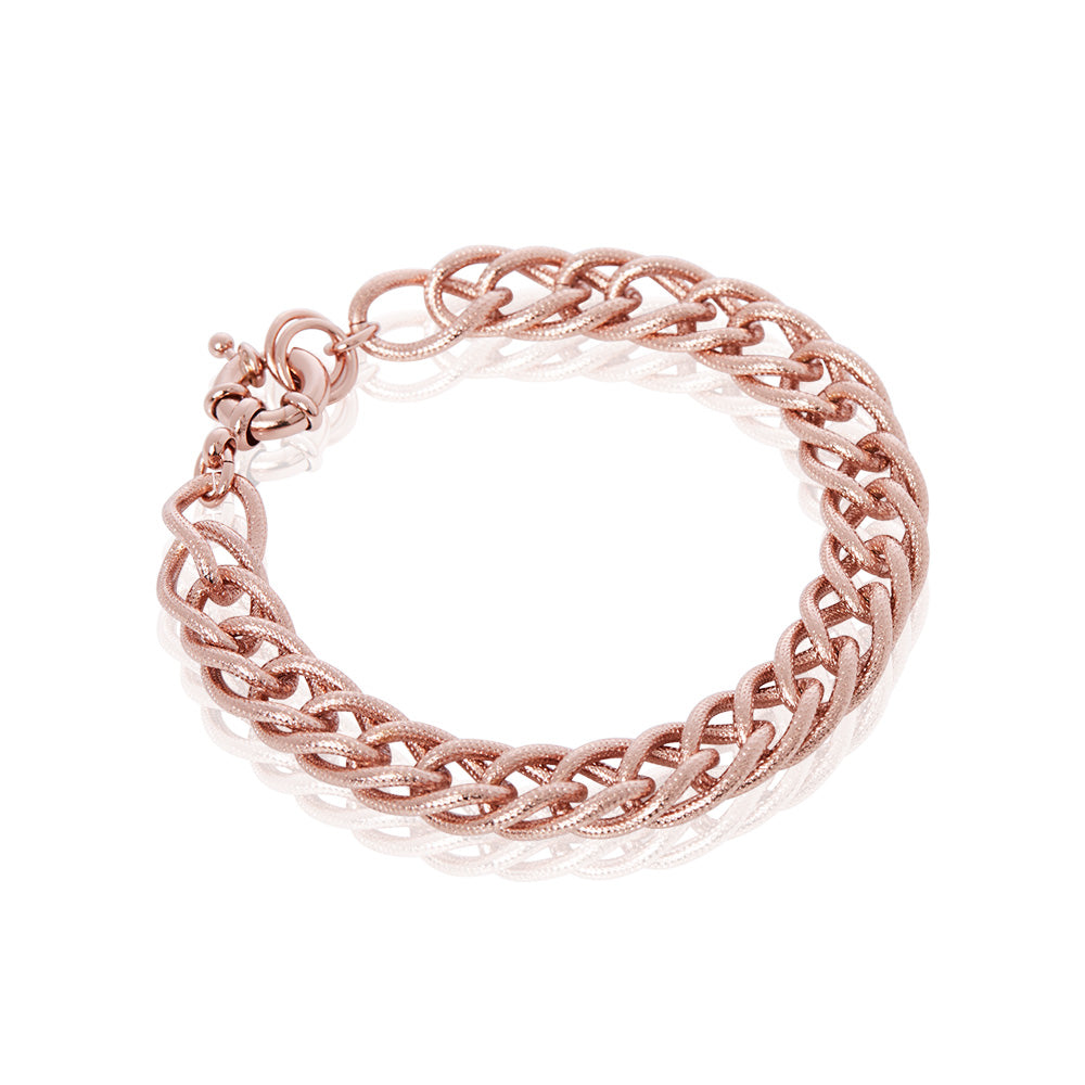 Rose Gold Plated Fancy Double Chain Bracelet