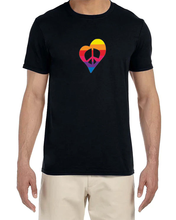 Rainbow Peace Heart Crew Neck Men's T-Shirt - Available in More Colors