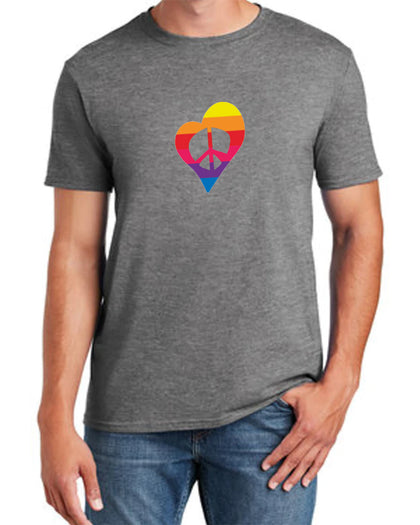 Rainbow Peace Heart Crew Neck Men's T-Shirt - Available in More Colors