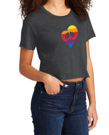 Rainbow Peace Heart Crop Top- Available in More Colors