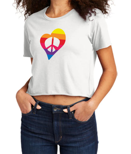 Rainbow Peace Heart Crop Top- Available in More Colors
