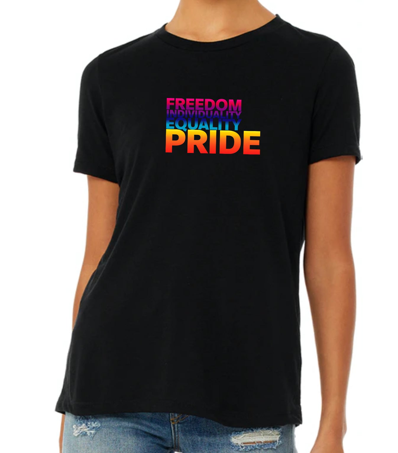 Freedom, Equality, Individuality, Pride Jewel Neck T-Shirt - Available in More Colors