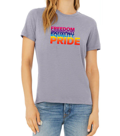 Freedom, Equality, Individuality, Pride Jewel Neck T-Shirt - Available in More Colors