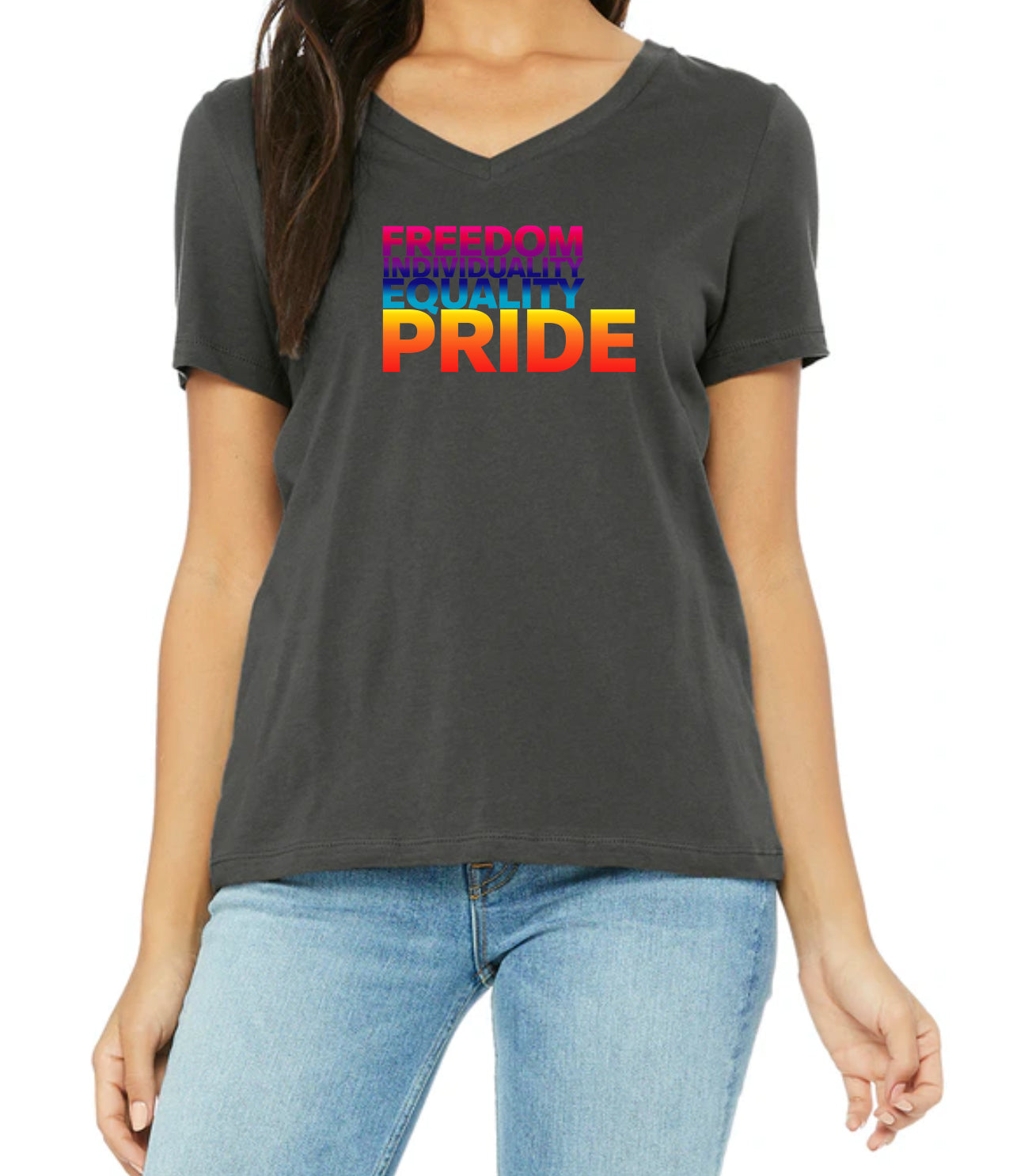 Freedom, Equality, Individuality, Pride V Neck T-Shirt - Available in More Colors