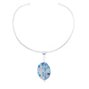 Sterling Silver Plated Collar with Blue Oval Agate