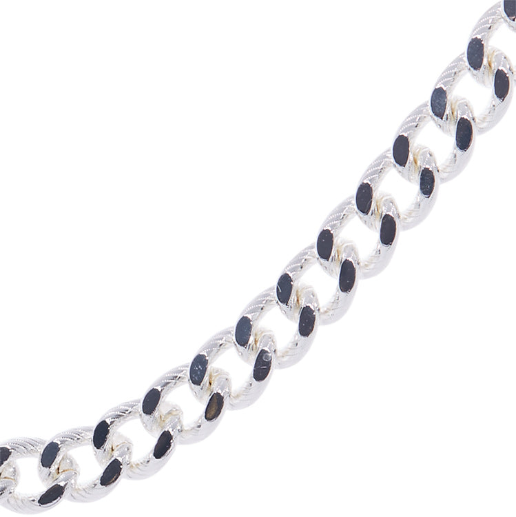 Sterling Silver Plated Striped Curb Chain Choker