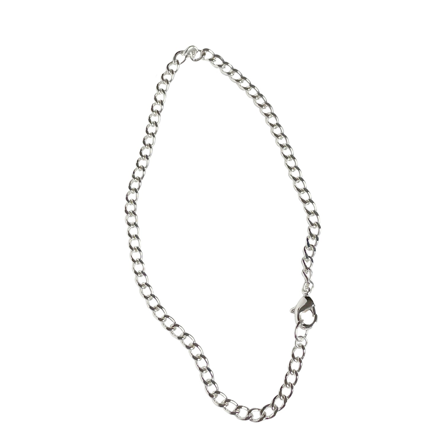Sterling Silver Plated Flat Curb Anklet