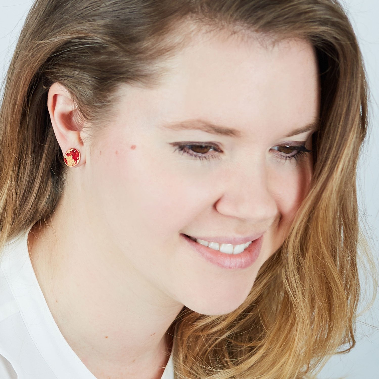 14K Gold Plated Dot Stud Earrings - Available in more colors