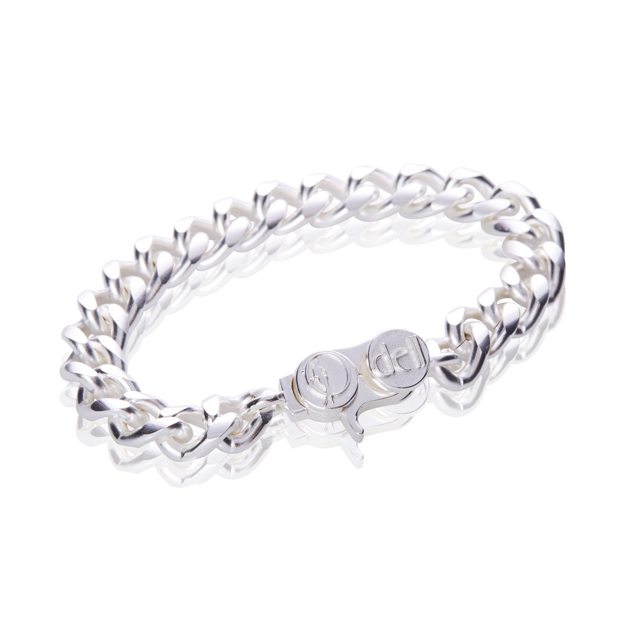 Signature Sterling Silver Plated Medium Flat Curb Chain Bracelet