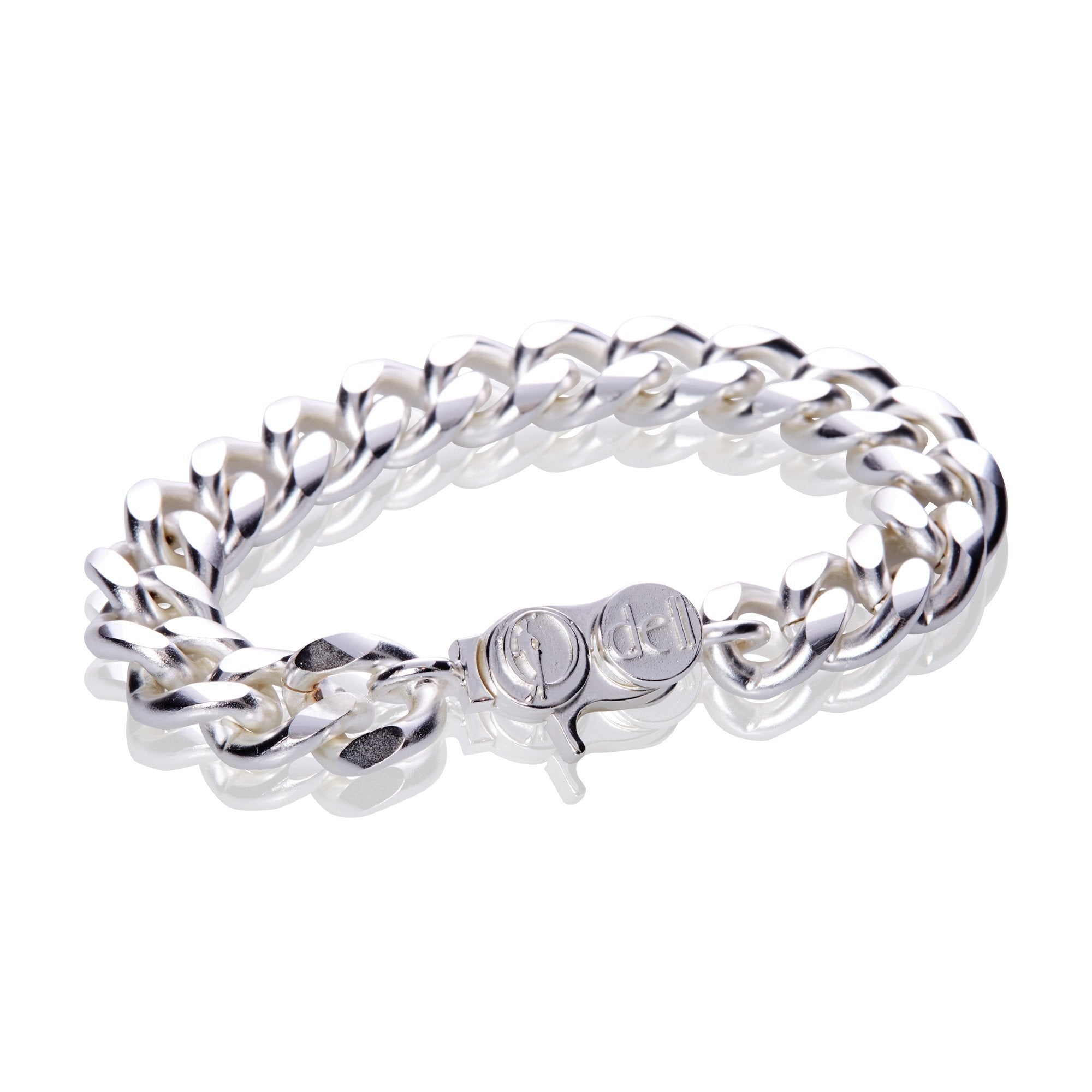 Signature Sterling Silver Plated Classic Chunky Curb Chain Bracelet